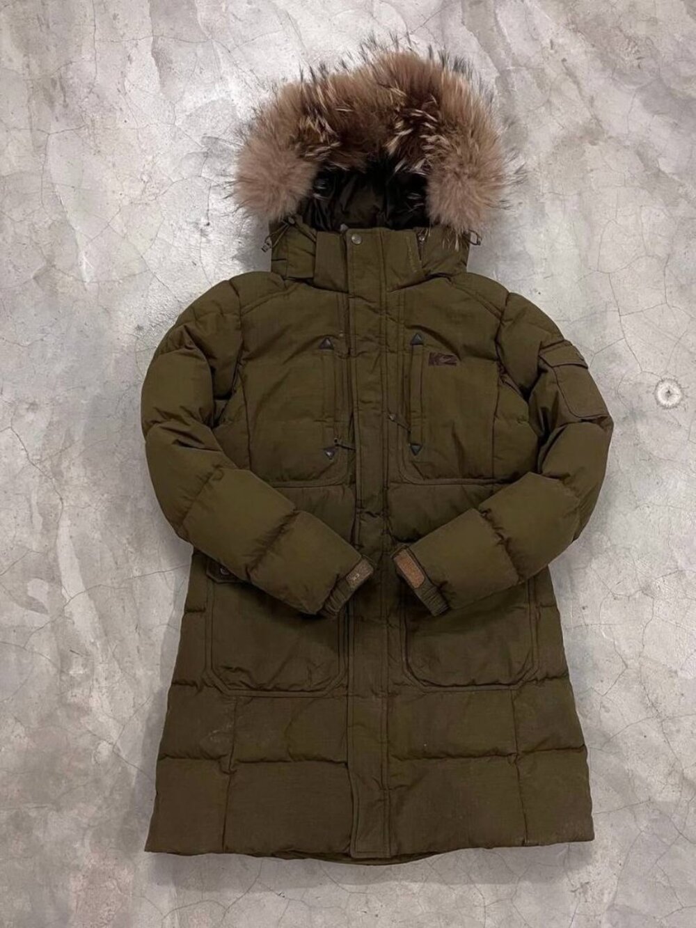 K2 Olive Green Hooded Puffer Coat - Picture 2 of 12
